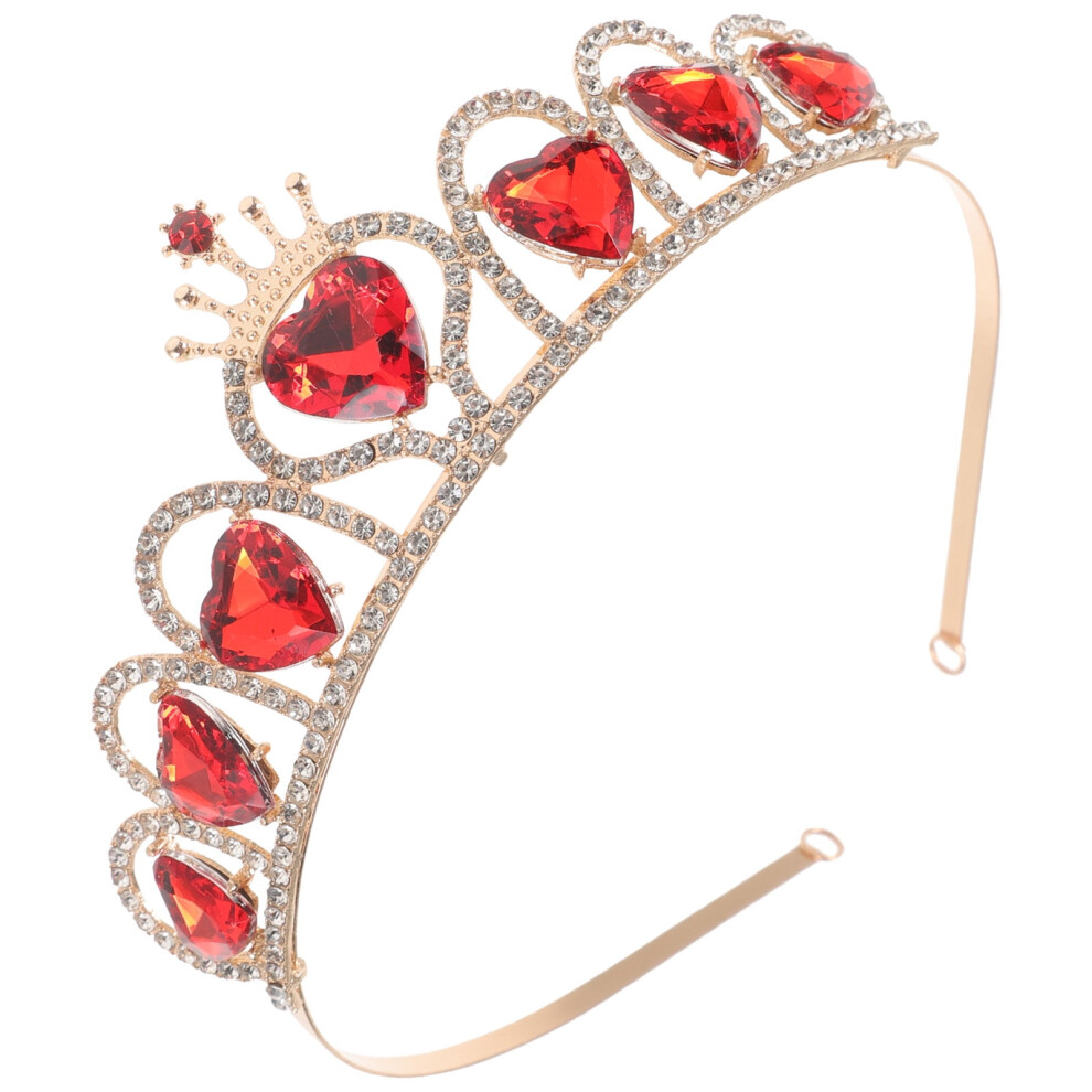 Hearts Tiara Crown Headband Red Hair Decor 1 Pack
