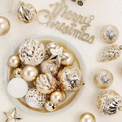 Shatterproof Christmas Ornaments Set Silver 65 pcs 2