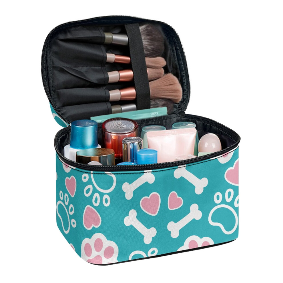 Bones and Hearts Makeup Bag Polyester Large Capacity Zipper