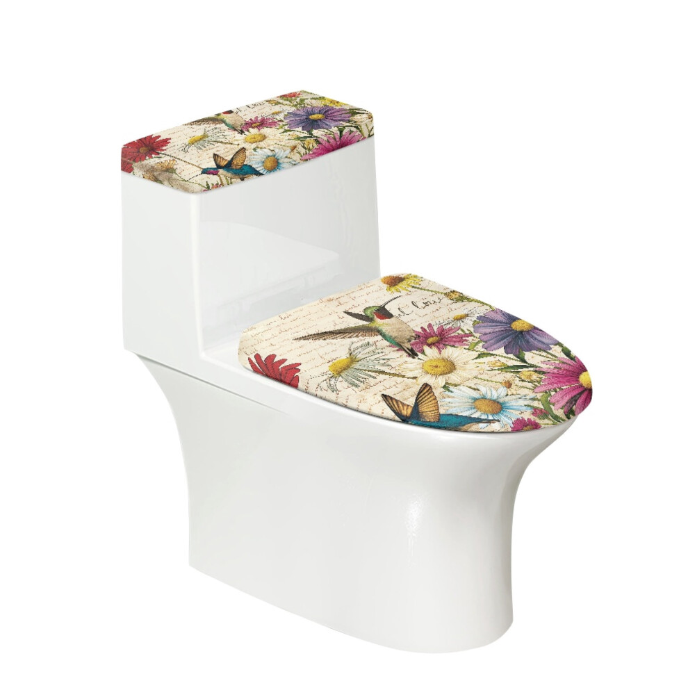 Bathroom Toilet Lid Cover Hummingbird Flowers Pack Of 2 Elastic Edge For Bathroom Supplies Universal Toilet Lid Cover 9101399492122