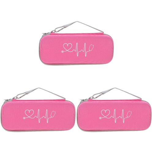 3Pièces Sac Transport Rose Pour Stéthoscope Coque Dure Résistante