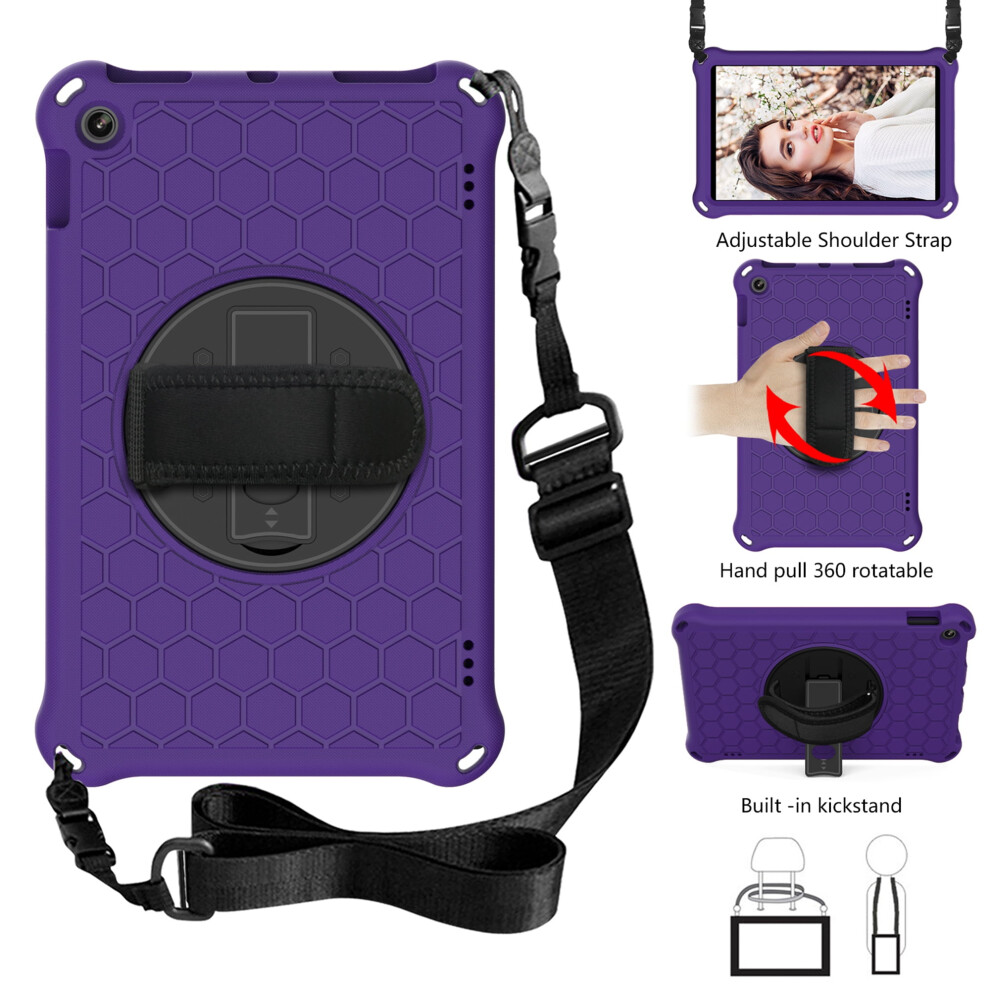 + Shockproof Case Compatible With Kindle Fire Hd 10 (7Th & 9Th Gen, 2017 & 2019), Adjustable Shoulder Strap & 360 Rotating Kickstand Purple/Black 9097180850212