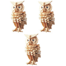 3Pièces Puzzles Bois 3D Beige Éducatifs Pour Enfants Et Adultes