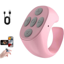 Nueihbring Fingertip Bluetooth Remote w/ Scrolling Ring – Compatible with iPhone/Android, 10m Range, Photo & Page Control (Black)