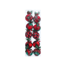 Christmas Balls Ornaments Red Green Linen 10 Pack 2.5 Inch