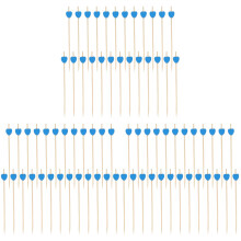 6Paquets 200 Piques Cocktail Coeur Bleu En Bois Pour Décor Fruits