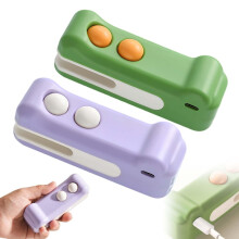 2-in-1 Mini Bag Sealer with Cutter & Magnet, Rechargeable, Portable Snack Sealer, Crocodile Design (Green), Compatible with Chip Bags