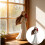 White Resin Angel Statue with Red Bird for Sympathy 1