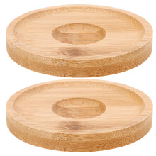 Set of 4 Rotatable Glass Drink Holders with Wooden Base, Round for Bars, Parties, and Beverages