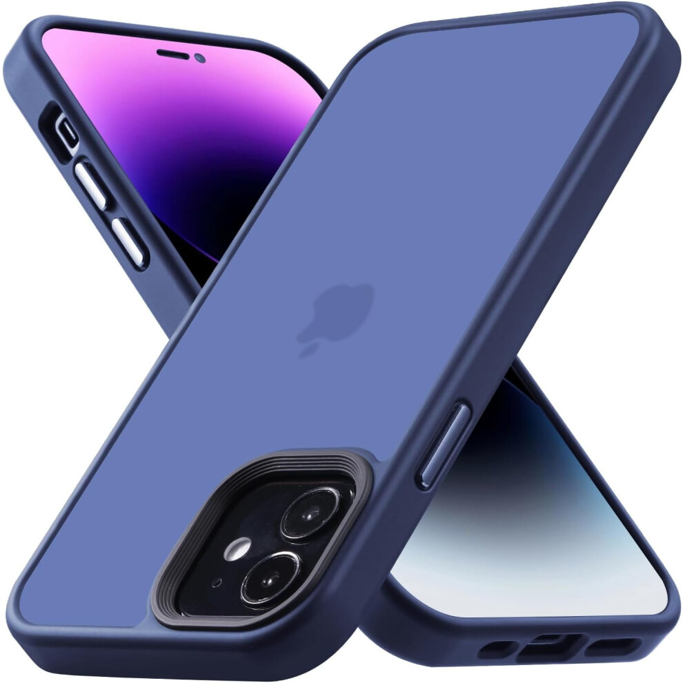 Shockproof Iphone 12/12 Pro Case, Military-Grade Drop Protection, Slim Frosted Translucent Hard Back Blue 9097180850786
