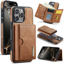 Magnetic Leather Wallet Case with Card Holder, compatible with iPhone 15 Pro Max, 15 Pro, 15 Plus