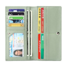 Wallets for Women RFID Blocking Ultra Slim Real Leather Credit Card Holder Clutch-Light green
