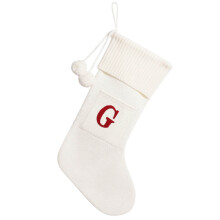 16.5" Embroidered Letter Knit Christmas Stocking, Red-White Xmas Stocking for Fireplace & Party Decor (C)