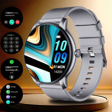 Montre connectée pour seniors, écran rond, grande police, 1 pièce