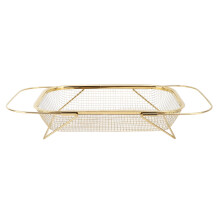Stainless Steel Over‑Sink Colander Strainer Basket with Handles, Fine Mesh, Expandable, Gold Finish