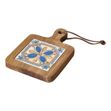 Premium Solid Wood Tile Pot Mat, Heat Resistant & Non-Slip Trivet, Retro Rustic Placemat with Hanging Loop – Compatible with All Cookware