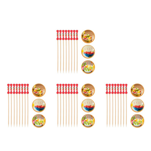 4Pièces Pics Cocktail Bois Multicolores Pour Buffet Réceptions