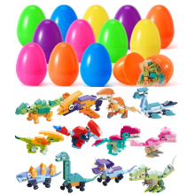 Woaeety 12-Pack Easter Dinosaur Building Blocks with Heart Boxes – Party Favors, Classroom Rewards, Basket Stuffers (Compatible with LEGO)