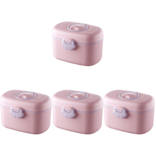 4Ensembles Boîtes Bébé Rose Pour Lait Poudre, Distributeurs De Voyage