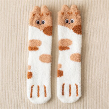Animal Socks Fuzzy Cat Socks Fluffy Cozy Slipper Socks Winter Sleeping Socks With Cat Pattern For Women Girls Gifts Handmade Animal Socks