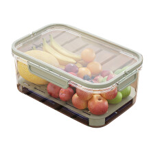 Recipiente retangular grande para armazenamento de alimentos com tampa hermética e bandeja de drenagem, ideal para geladeira, preparação de