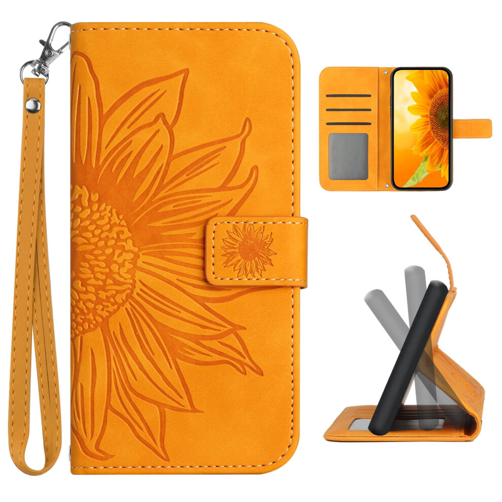 Flip Wallet Case For Samsung Galaxy A25 5G Â Pu Leather Sunflower Design, Shockproof, Kickstand, Slim Cover (6.5") Yellow 9097180849896