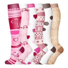 Compression Socks for Women Circulation Knee High 6 Pairs for Nurses, Running, Travel, Athletic，Style 42