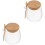 2Pièces Bocal Verre Transparent Couvercle Bois Usage Rangement 1