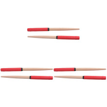 3Paires Baguettes Percussion Rouge Bois En Caoutchouc