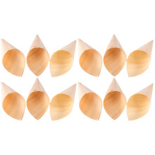 50Pièces Cônes Jetables En Bois Beige Pour Buffet Desserts
