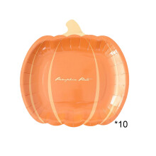 Lot de 10 assiettes en carton citrouille, vaisselle d'Halloween et de Thanksgiving, jolies assiettes en forme de citrouille, idéales pour les fêtes