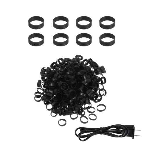 Silicone Bands 0.5 x 0.2 in 200 Pack Black