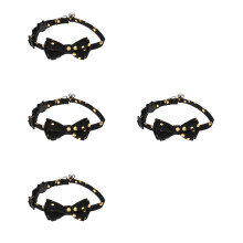 4St Zwart Kattenhalsband Met En Strik Comfortabel En Verstelbaar