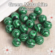 Cuentas de piedras preciosas sueltas redondas de piedra natural de 4 mm, 6 mm, 8 mm, 10 mm y 12 mm para pulseras DIY - Malaquita verde - 10 mm (20