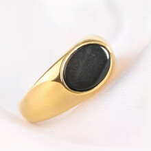 Bague chevalière plaquée or pour homme et femme, ornée d'onyx bleu et or, taille 8.