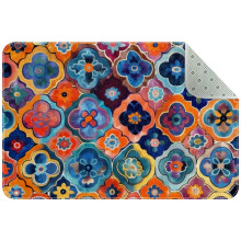 Small washable kitchen rug, aesthetic colorful pattern, non-slip indoor door mat for entryway, bathroom, bedroom—compatible with standard sizes
