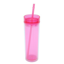 Gobelet isotherme de 473 ml (16 oz) avec couvercle et paille – Compatible avec la plupart des porte-gobelets