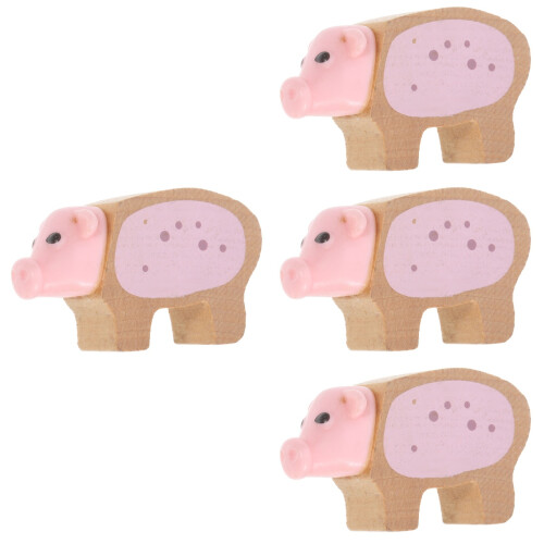 4Pièces Figurines Adorables De Miniatures Bois Plastique