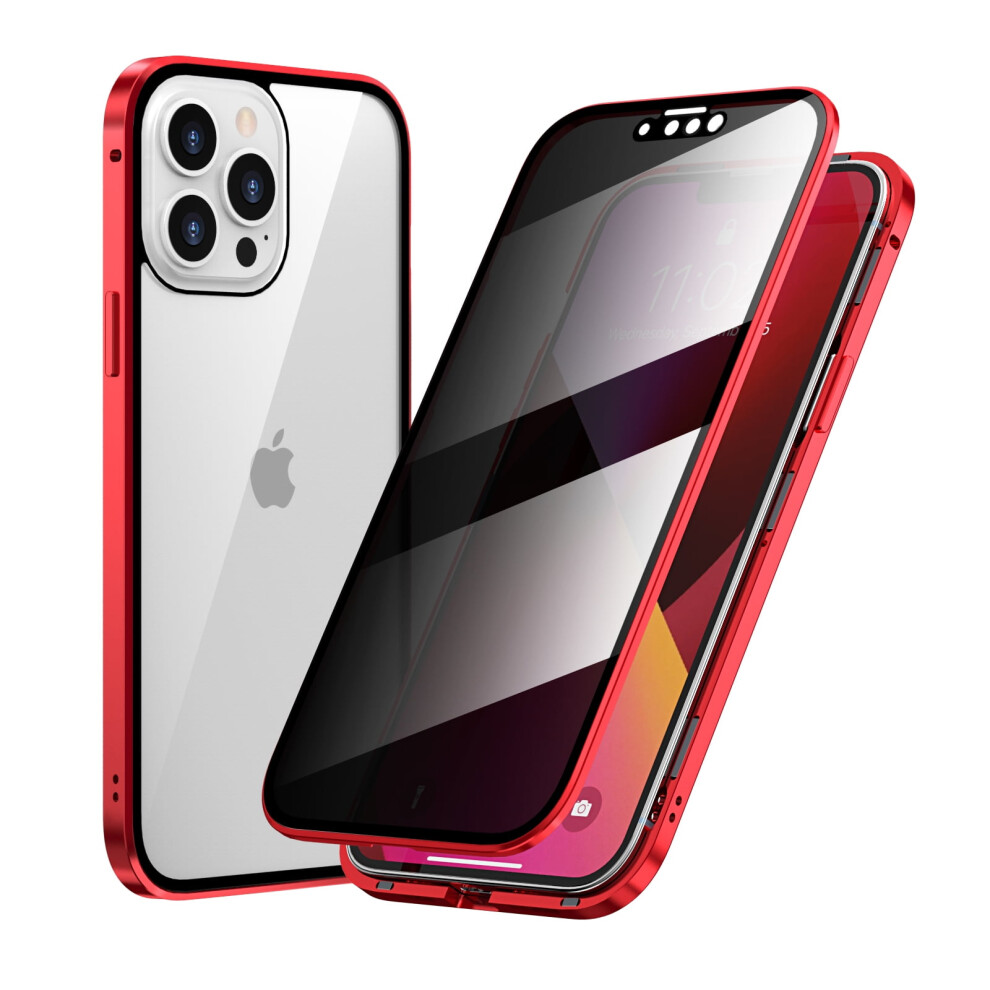 Anti-Peeping Case For Iphone 13 Pro Max (6.7") Â Double-Sided Tempered Glass Privacy Screen, Magnetic Adsorption, Metal Frame Cover 9097180851844