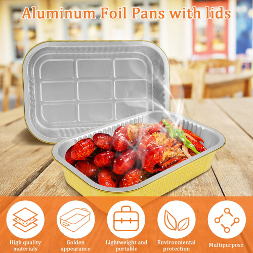 Aluminum Foil Pans with Lids 20 pcs Rectangular 1