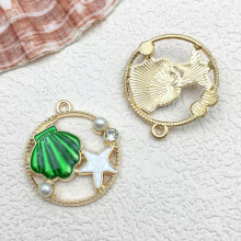10 pendentifs en forme de coquillage vert de sirène, conque et étoile de mer pour la création de bijoux - 10 coquillages en forme d'étoile de mer