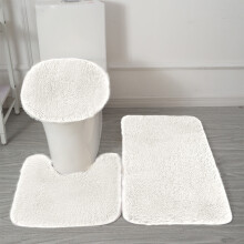 Ensemble de 3 tapis de toilette colorés, doux et absorbants, tapis de salle de bain antidérapants en peluche (40x38cm+40x50cm+40x60cm)