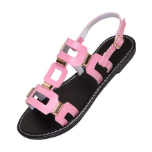 Pink Open-Toe Block Heel Sandals for Women, Vintage Ankle Strap, Synthetic, EU39/UK5/US7, Compatible with Spring/Summer Outfits