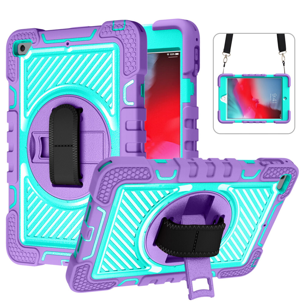 Rugged Case For Ipad Mini 5/4 (7.9") W/ 360 Rotating Hand & Shoulder Strap, Drop Protection Â Compatible With Ipad Mini 5/4 Purple 9097180848202