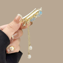 Chinese Style Pearl Tassel Hair Clip Rose Butterfly Flower