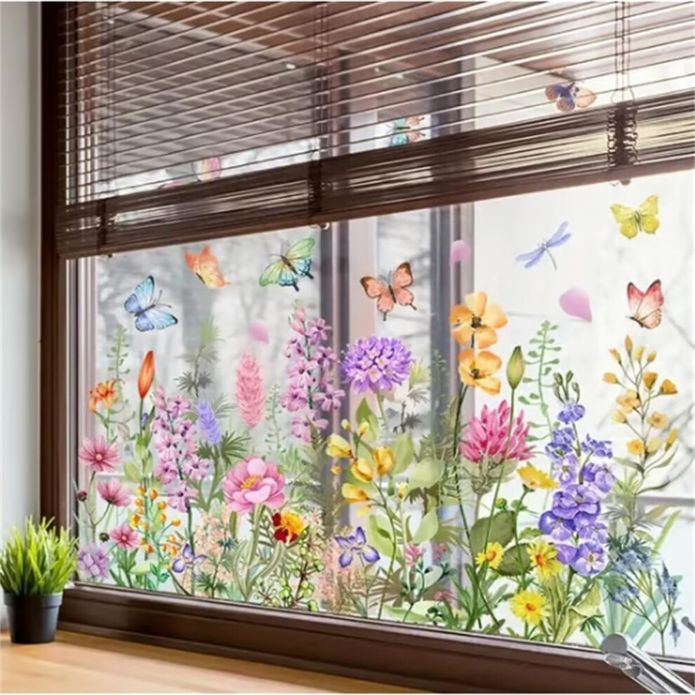 2024 New Colorful Floral Bouquet Window Sticker, Window Wall Decal, Wildflower Wall Decals, Flower Window Decals, Garden Wall Decals