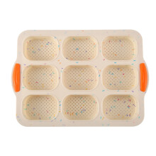 Silicone Mini Loaf pan-(1PCS) 9 Cavities Bread Pan, Non-stick Silicone Baking Molds for Bread, Cake, Cornbread, Brownie, Mini Sized Cheesecake