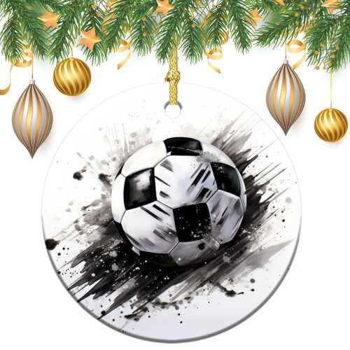 Football Ceramic Ornament Black and White Double-Sided 1