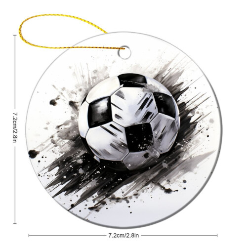 Football Ceramic Ornament Black and White Double-Sided 2