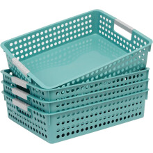 A4 Paper Trays for Classroom with Grip Handles,Book Baskets for Library, Drawers, Office, Home,Desk,Turn in Trays Classroom Plastic Storage Baskets